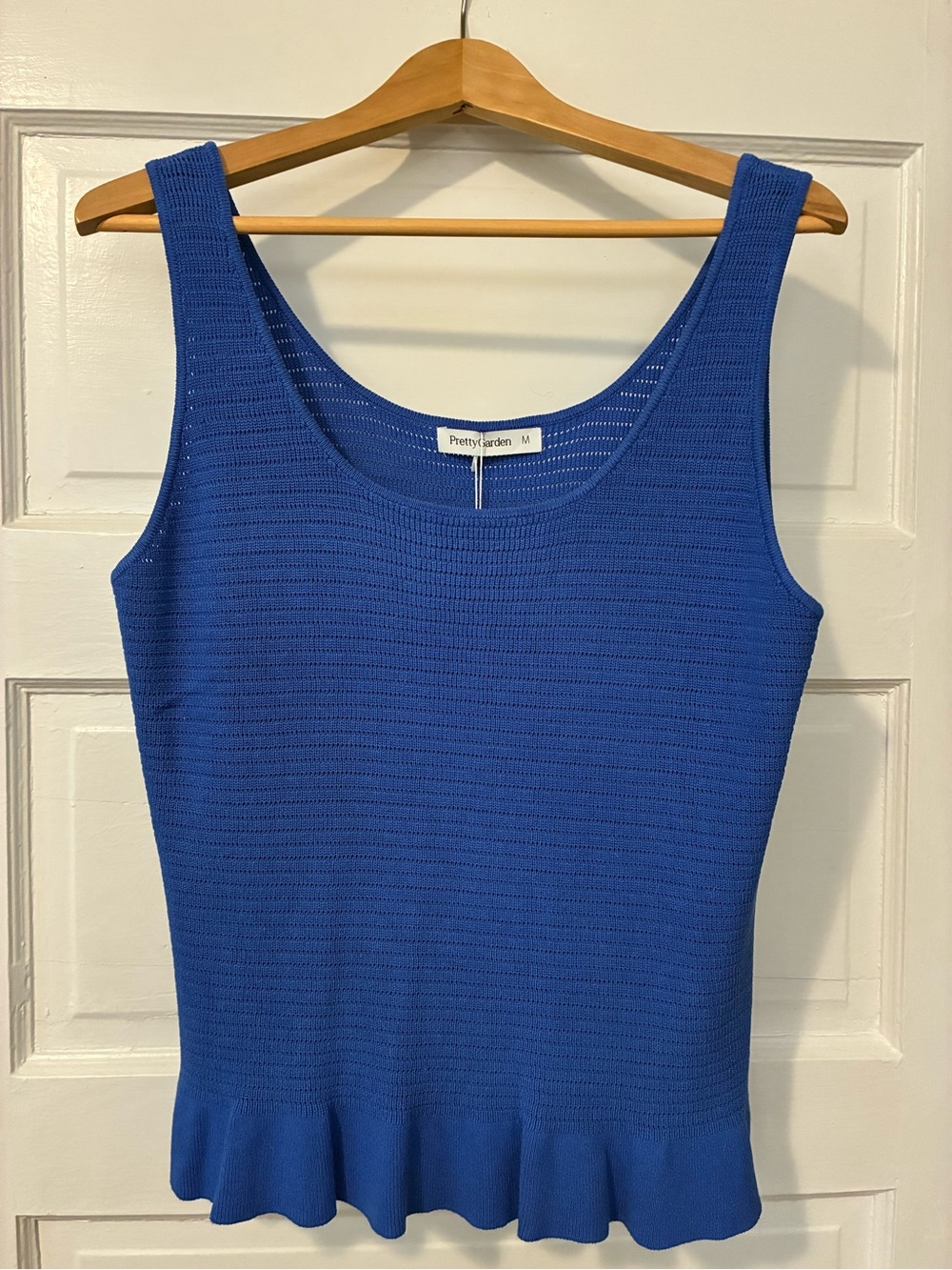 Pretty Garden Royal Blue Knit Sweater Tank with Ruffled Hem